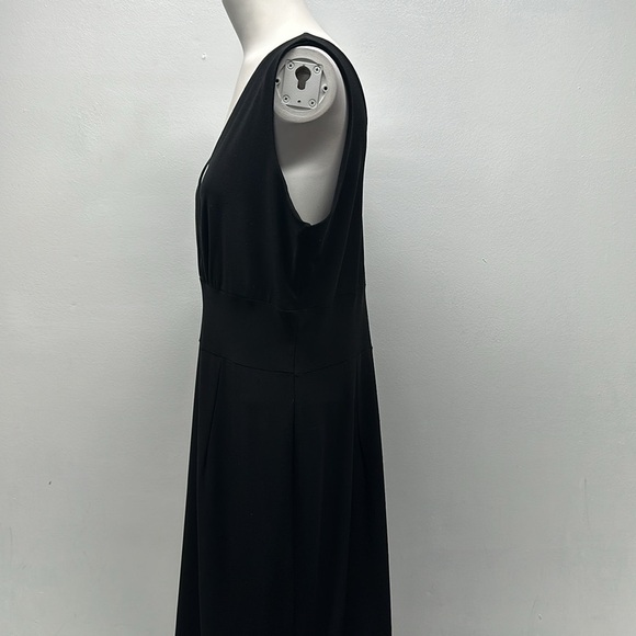 Clara Sun Woo Maxi Long Dress V-Neck Sleeveless Jersey Stretch Knit Black Large - Picture 9 of 12